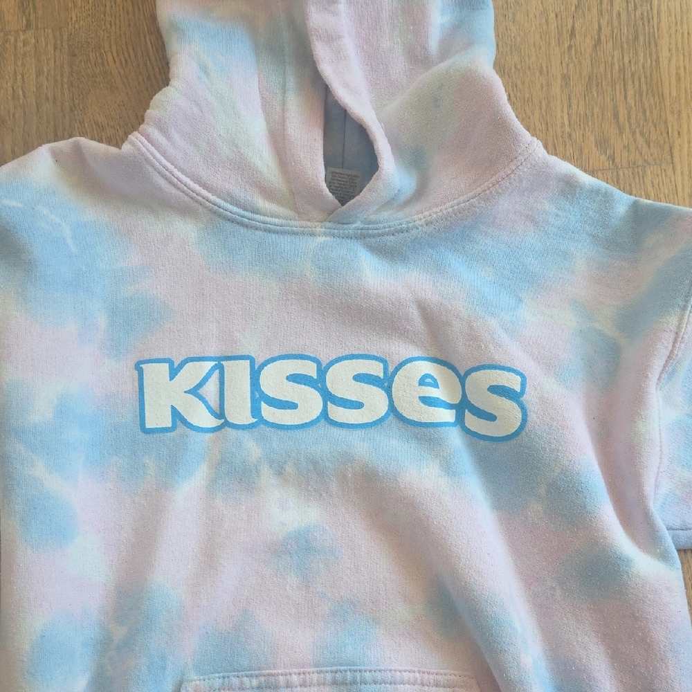Kiss Kids Hoodie in Pastel Blue and Pink